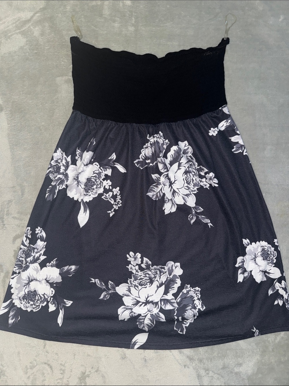 Black Strapless Floral Sundress